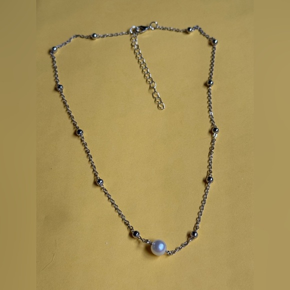 Silver Necklace with Pearl Accent - Picture 3 of 3